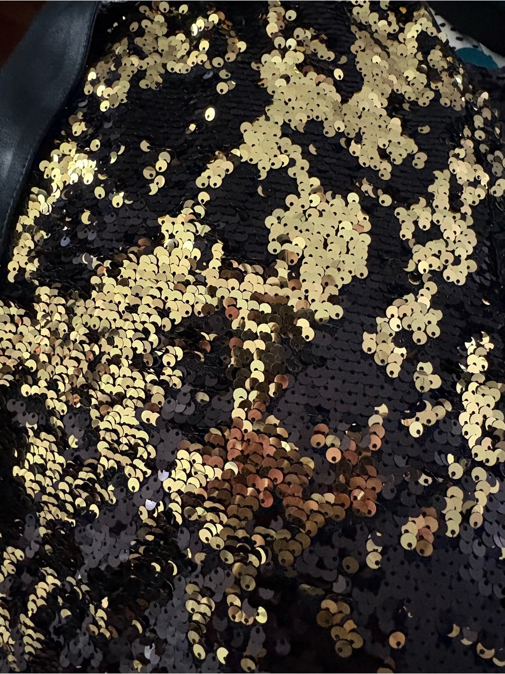 Black & Gold Sequin Pants with Belt - Picture 4 of 6
